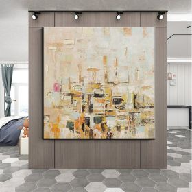Handmade Oil Painting Color Block Gold Leaf Living Room Decoration Painting Abstract Painting Home Hanging Painting Wall Art (Style: 1, size: 90x90cm)